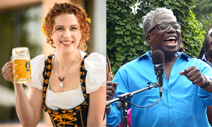 Abbie Mulberg and Greg McGruder, Pub Sing hosts