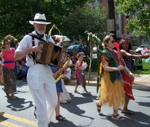 Marching in the parade