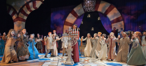 Children lighting the menorah.